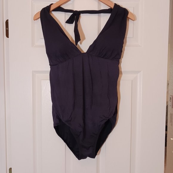 BluMoss Luxury One-Piece Swimwear Villa Classic Halter Maillot Navy Size Small - Picture 12 of 15